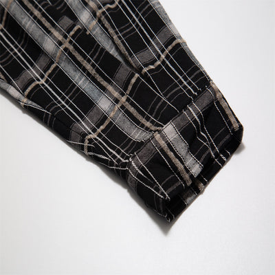 Camisa Casual de Cuadros Patchwork Retro para Hombre - Image 16