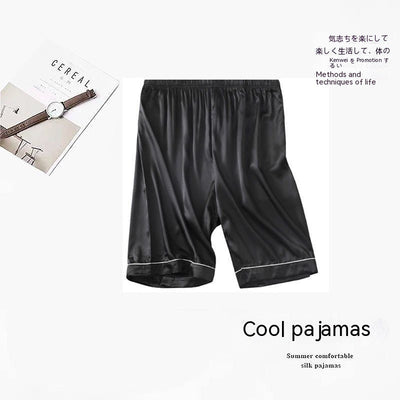 Pantalones Cortos Pijama Hombre Talla Grande Seda Hielo Ultrafino - Image 21