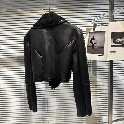 Chaqueta de Cuero con Cuello de Piel para Motociclista - Abrigo de Invierno y Otoño - Image 8