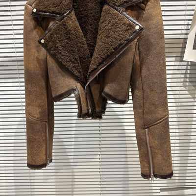 Chaqueta de Cuero con Cuello de Piel para Motociclista - Abrigo de Invierno y Otoño - Image 9