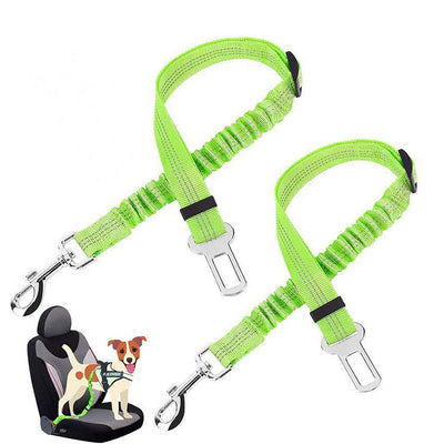 Black nylon automotive reflective webbing safety rope with a seatbelt buckle and a metal swivel snap hook. - Image 17