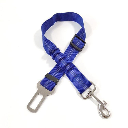 Black nylon automotive reflective webbing safety rope with a seatbelt buckle and a metal swivel snap hook. - Image 18