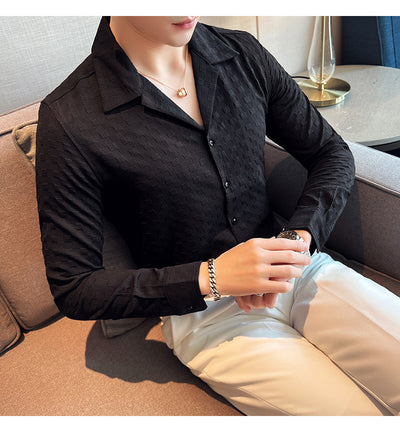Camisa Casual de Manga Larga con Cuello Cubano - Image 30