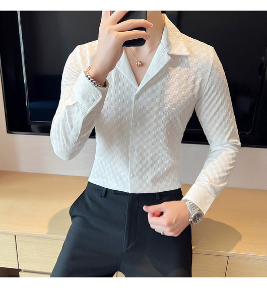 Camisa Casual de Manga Larga con Cuello Cubano - Image 32