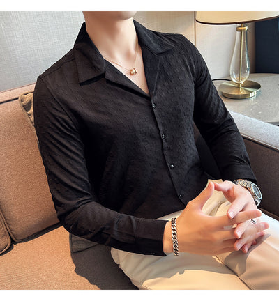 Camisa Casual de Manga Larga con Cuello Cubano - Image 35