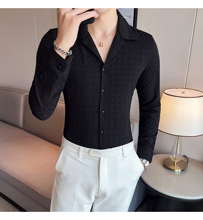 Camisa Casual de Manga Larga con Cuello Cubano - Image 37