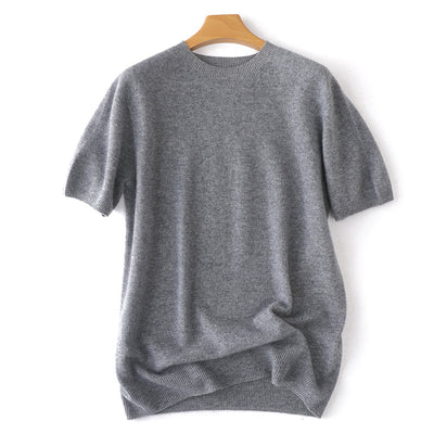 Suéter Tejido Manga Corta Hombre - Camiseta Casual Color Sólido - Image 21