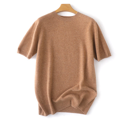 Suéter Tejido Manga Corta Hombre - Camiseta Casual Color Sólido - Image 24