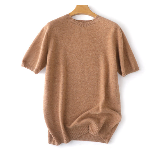 Suéter Tejido Manga Corta Hombre - Camiseta Casual Color Sólido - Image 24