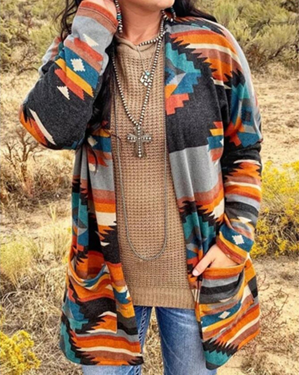 Cardigan Estampado 2 en 1 con Chal Convertible
