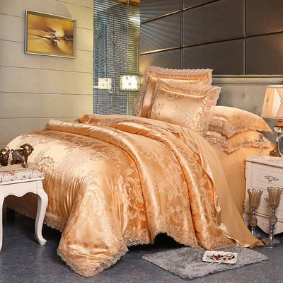 Juego de Cama 4 Piezas Algodón Puro con Diseño Jacquard Satinado Europeo - Image 27