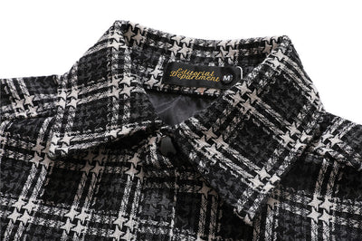 Camisa de Cuadros Hombre con Bordado de Letras - Manga Larga Suelta Estilo Urbano Otoño - Image 21