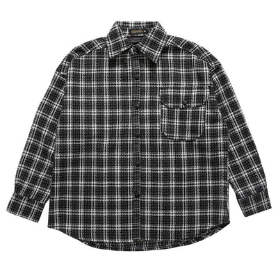 Camisa de Cuadros Hombre con Bordado de Letras - Manga Larga Suelta Estilo Urbano Otoño - Image 23