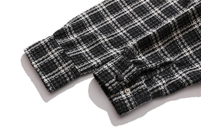 Camisa de Cuadros Hombre con Bordado de Letras - Manga Larga Suelta Estilo Urbano Otoño - Image 24