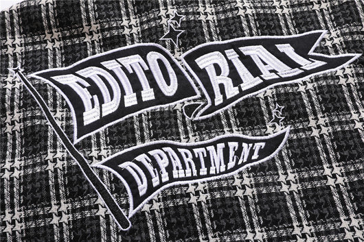 Camisa de Cuadros Hombre con Bordado de Letras - Manga Larga Suelta Estilo Urbano Otoño - Image 25