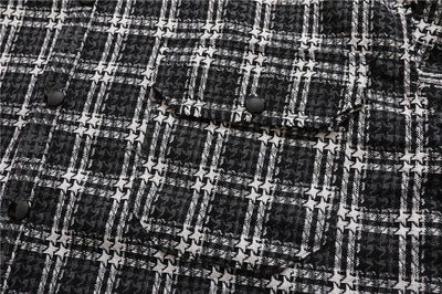 Camisa de Cuadros Hombre con Bordado de Letras - Manga Larga Suelta Estilo Urbano Otoño - Image 26