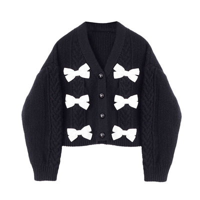 Cardigan Tejido con Moño Elegante - Corte Suelto para Mujer - Image 8
