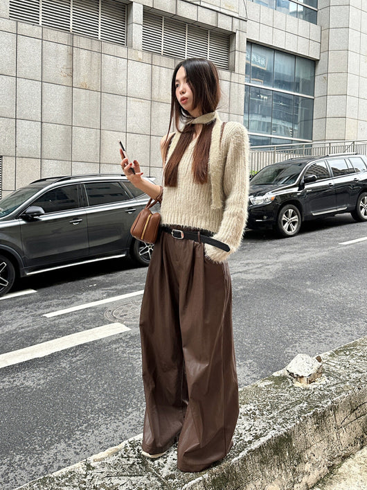 Blusa Corta de Imitación Mohair para Otoño e Invierno - Image 9