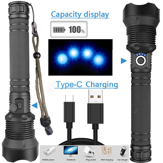 Linterna LED Telescópica XHP70 con Carga USB y Zoom Ajustable - Image 12