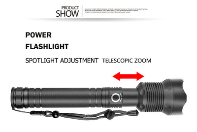 Linterna LED Telescópica XHP70 con Carga USB y Zoom Ajustable - Image 19