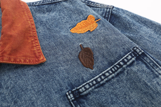 Chaqueta de Trabajo con Bordado de Hojas y Solapas Bicolor - Image 19