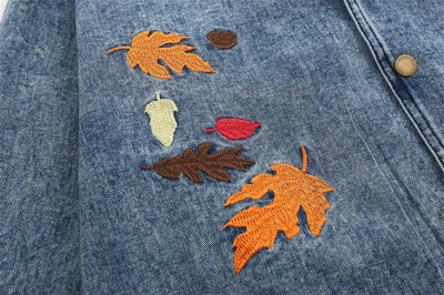 Chaqueta de Trabajo con Bordado de Hojas y Solapas Bicolor - Image 25