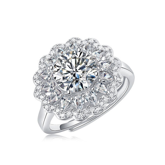 Anillo de Plata S925 con Moissanita Floral Ajustable para Mujer - Image 9