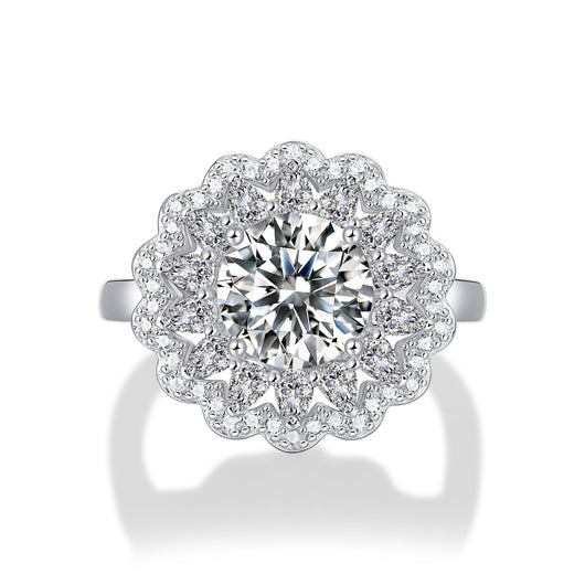 Anillo de Plata S925 con Moissanita Floral Ajustable para Mujer - Image 13