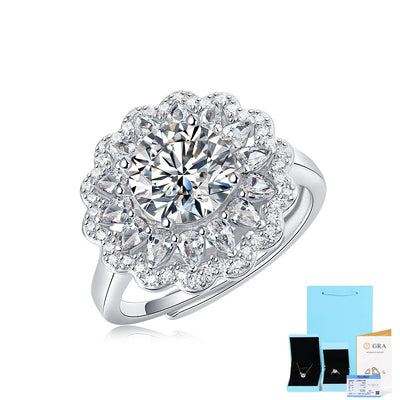 Anillo de Plata S925 con Moissanita Floral Ajustable para Mujer - Image 14