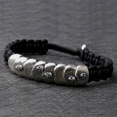 Pulsera Táctica de Paracord Plateado con Diseño Calavera - Image 12