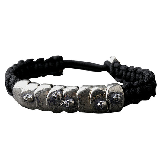 Pulsera Táctica de Paracord Plateado con Diseño Calavera - Image 14