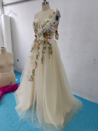 Vestido de Fiesta Champagne Dos Piezas para Mujer - Image 12