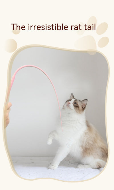 Blue silicone replaceable cat playing rod, 77cm long, with a flexible tip for interactive pet play. - Image 12