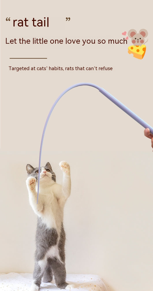 Blue silicone replaceable cat playing rod, 77cm long, with a flexible tip for interactive pet play. - Image 13