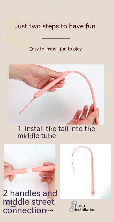Blue silicone replaceable cat playing rod, 77cm long, with a flexible tip for interactive pet play. - Image 14