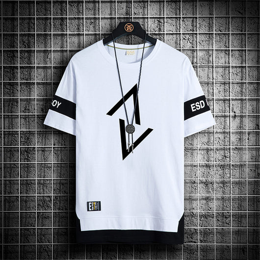 Playera Estampada de Dos Capas para Hombre - Cuello Redondo Casual de Verano - Image 12