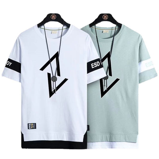 Playera Estampada de Dos Capas para Hombre - Cuello Redondo Casual de Verano - Image 15