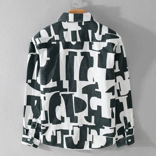 Camisa Manga Larga con Estampado Geométrico de Contraste - Image 16