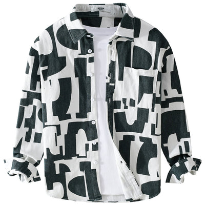 Camisa Manga Larga con Estampado Geométrico de Contraste - Image 19