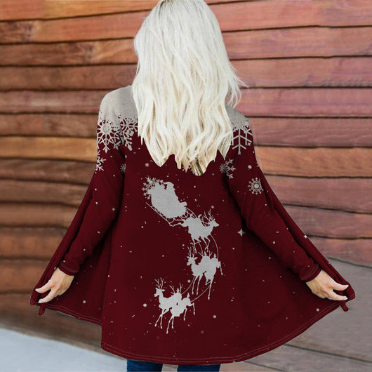 Chaqueta Larga sin Cuello con Estampado Digital para Mujer - Image 11
