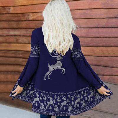 Chaqueta Larga sin Cuello con Estampado Digital para Mujer - Image 12