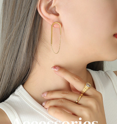 Aretes Cadena Estilo Europeo Americano en Forma de U - Image 12