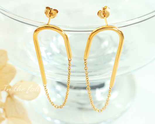 Aretes Cadena Estilo Europeo Americano en Forma de U - Image 13