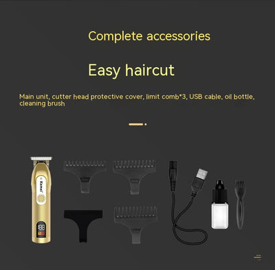 Dark gray Kemei electric hair clipper with a digital display showing "188 POWER LEFT" and a textured grip. - Image 11