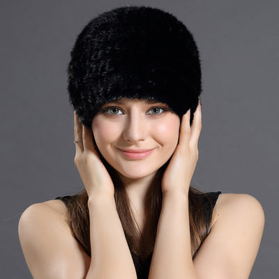 Gorro de Piel de Visón para Mujer - Calidez Elegante en Otoño e Invierno