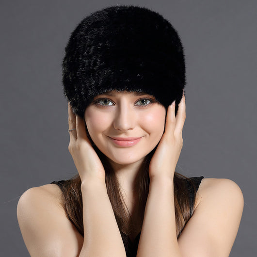 Gorro de Piel de Visón para Mujer - Calidez Elegante en Otoño e Invierno