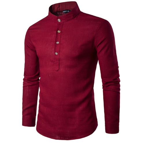 Camisa Casual Hombre Algodón Lino Cuello Mao Manga Larga Estilo Chino Tradicional - Image 13