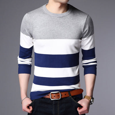Suéter de Cuello Redondo con Bloques de Color para Hombre Joven - Image 35