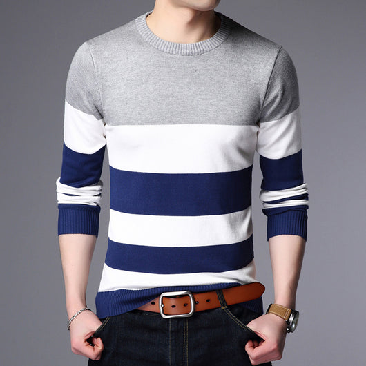 Suéter de Cuello Redondo con Bloques de Color para Hombre Joven - Image 35