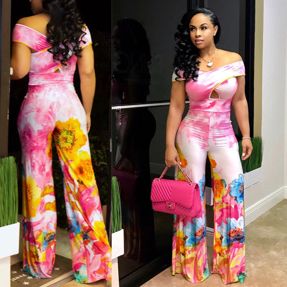 Jumpsuit Estampado con Pantalón Acampanado